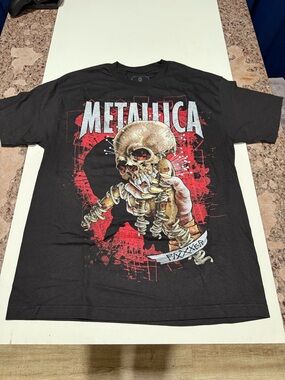 Metallica Fixxxer Skull Graphic T Shirt Black Size Large